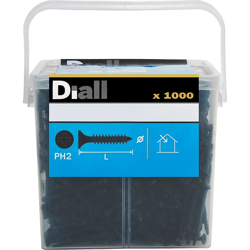 Diall Vis autoperceuses pour plaque de plâtre, noir mat, 3,5x45 mm - 1000 pièces