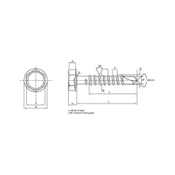 Lem Select Kit De Vis-Vis auto-perceuse tête Hexagonale avec embase 6,3 x 50 mm (boite de 250)