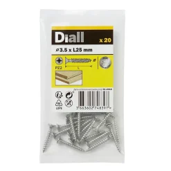 Diall Vis À Bois-Vis à bois en acier inoxydable A2 pozidriv 3.5x25 mm - 20 pièces