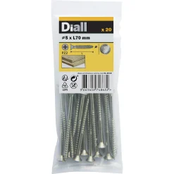 Diall Vis À Bois-Vis à bois en acier inoxydable A2 pozidriv 5x70 mm - 20 pièces