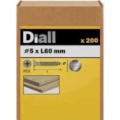 Diall Vis à bois en acier inoxydable A2 pozidriv 5x60 mm - 200 pièces