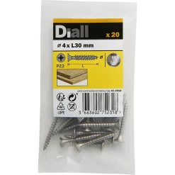 Diall Vis à bois en acier inoxydable A4 pozidriv 4x30 mm - 20 pièces