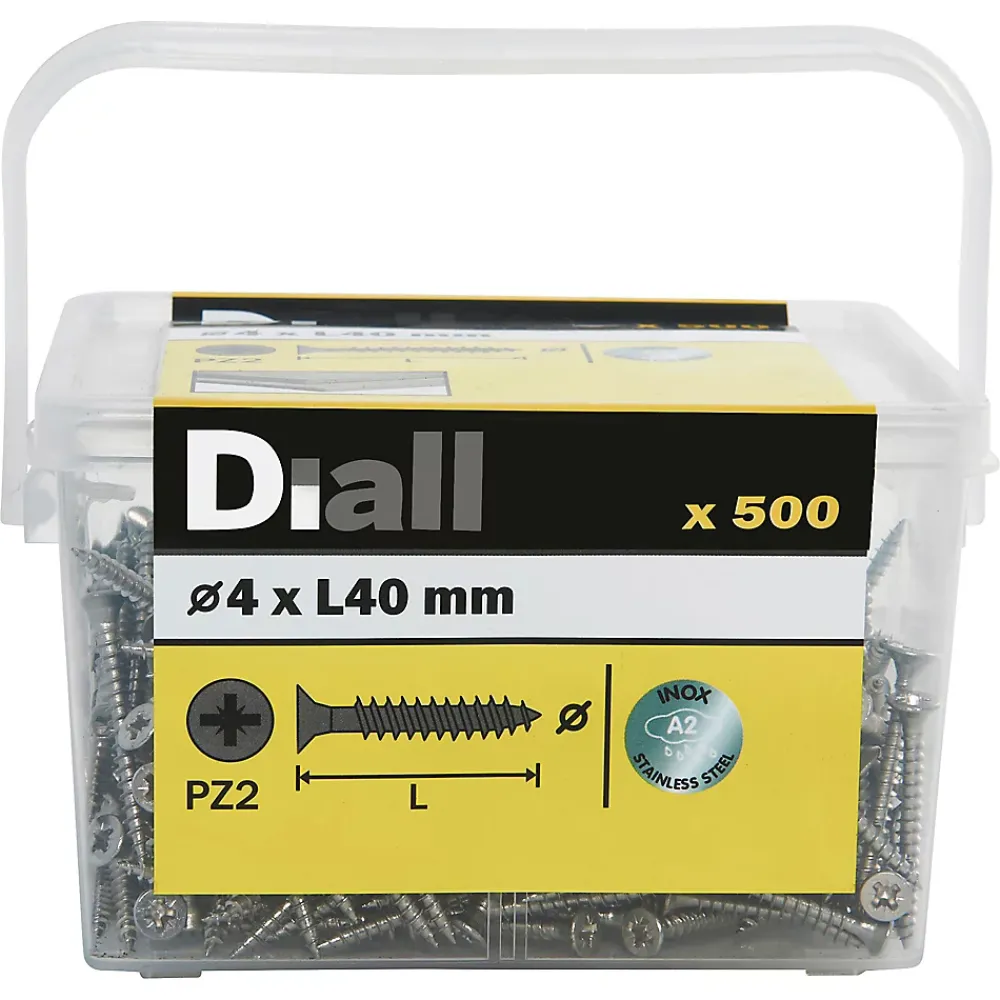 Diall Vis à bois en acier inoxydable A2 pozidriv 4x40 mm - 500 pièces