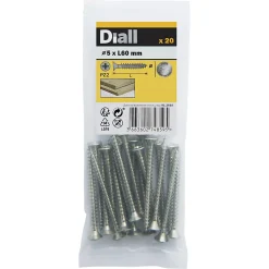 Diall Vis À Bois-Vis à bois en acier inoxydable A2 pozidriv 5x60 mm - 20 pièces