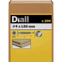 Diall Vis à bois en acier inoxydable A2 pozidriv 4x50 mm - 200 pièces