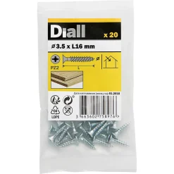 Diall Vis À Bois-Vis à bois pozidriv tête fraisée 3.5x16 mm - 20 pièces