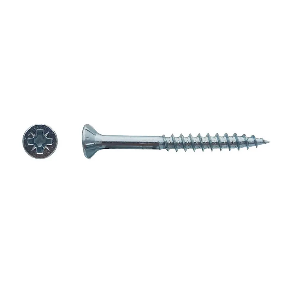 D-Work 500 Vis Bois Tête Fraisée Pozidriv F/Partiel 4.5 x 45 mm - Zingué blanc -