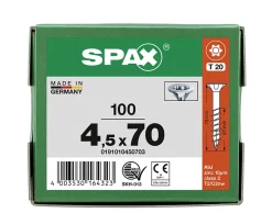 Spax France Vis à bois tête fraisée Spax Wirox torx 4,5 x 70 mm filetage partiel - 100 pièces
