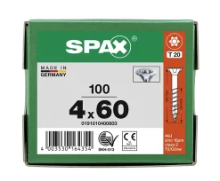 Spax France Vis À Bois-Vis à bois tête fraisée Spax Wirox torx 4 x 60 mm filetage partiel - 100 pièces