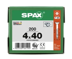 Spax France Vis à bois tête fraisée Spax Wirox torx 4 x 40 mm filetage partiel - 200 pièces