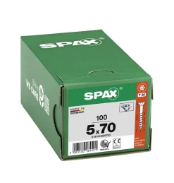 Spax France Vis à bois tête fraisée Spax Wirox torx 5 x 70 mm filetage partiel - 100 pièces