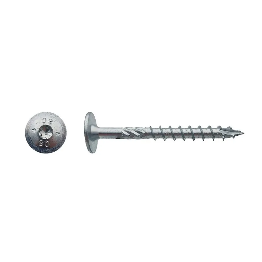 D-Work Vis Pour Terrasse-50 Vis Bois Tête Ronde Larges Torx T40 8 x 340 mm - Zingué blanc -