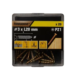 TurboDrive Vis à bois Premium pozidriv zinguée jaune 3x20 mm - 20 pièces