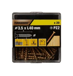TurboDrive Vis À Bois-Vis à bois Premium pozidriv zinguée jaune 3.5x40 mm - 20 pièces