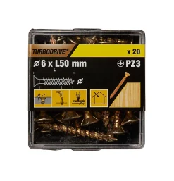 TurboDrive Vis à bois Premium pozidriv zinguée jaune 6x50 mm - 20 pièces
