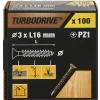 TurboDrive Vis à bois Premium pozidriv zinguée jaune 3x16 mm - 100 pièces