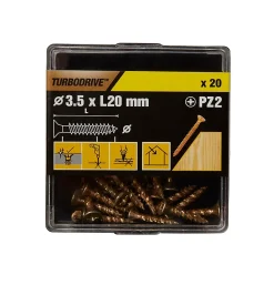 TurboDrive Vis à bois Premium pozidriv zinguée jaune 3.5x20 mm - 20 pièces