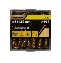 TurboDrive Vis À Bois-Vis à bois Premium pozidriv zinguée jaune 5x80 mm - 100 pièces