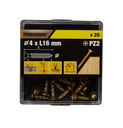 TurboDrive Vis à bois Premium pozidriv zinguée jaune 4x16 mm - 20 pièces