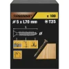 TurboDrive Vis À Bois-Vis à bois Premium torx zinguée jaune 5x70 mm - 100 pièces