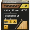 TurboDrive Vis à bois Premium torx zinguée jaune 3.5x25 mm - 100 pièces