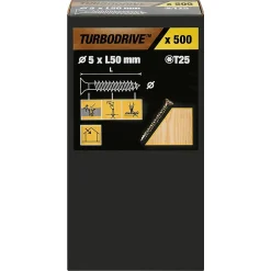 TurboDrive Vis À Bois-Vis à bois Premium torx zinguée jaune 5x50 mm - 500 pièces