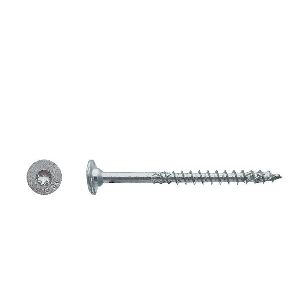 D-Work Vis Pour Terrasse-100 Vis Charpente Bois FWX Tête Cylindrique Plate Torx TTX30 Filet DXAS+ 6 x 80 mm - Zingué Cr3 WAX -