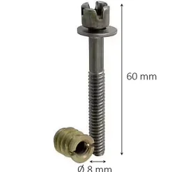 Diall 2 vis d'assemblage avec écrous en acier / laiton ø 8 mm x L. 60 mm