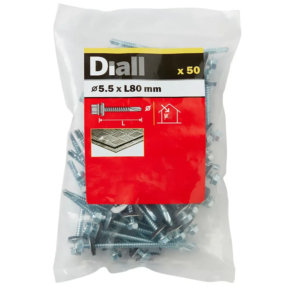 Diall Vis de bardage zinguée 5,5x80 mm - 50 pièces