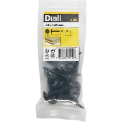 Diall Vis D'Assemblage De Meuble-Vis de charnière zinguée noire 6x40 mm - 20 pièces