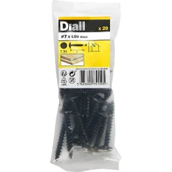 Diall Vis de charnière zinguée noire 7x50 mm - 20 pièces