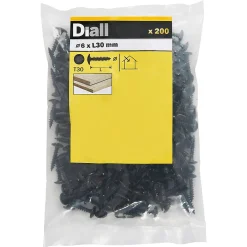 Diall Vis de charnière zinguée noire 6x30 mm - 200 pièces