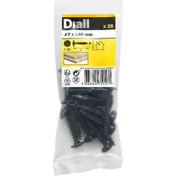 Diall Vis de charnière zinguée noire 3,5x40 mm - 20 pièces