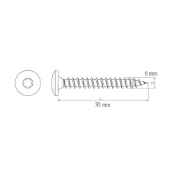 Diall Vis de charnière zinguée noire 6x30 mm - 20 pièces