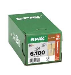 Spax France Vis de charpente tête ronde Spax Wirox 6 x 100 mm filetage partiel - 100 pièces
