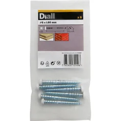 Diall Vis de châssis PVC zinguée avec tête peinte en blanc, 6x60 mm - 6 pièces