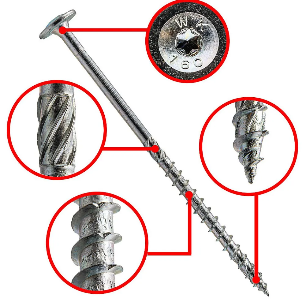 Klimas Vis de construction bois à tête large Torx zinguées blanches 8 x 340 mm 50 pcs