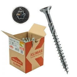 Klimas Vis de construction bois à tête fraisée Torx, zinguées blanches 6 x 280 mm 100 St.