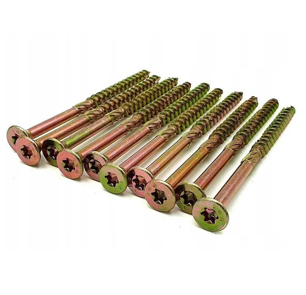Domax Vis de construction en bois à tête fraisée, zinguée jaune, 8 x 100 mm 100 pcs