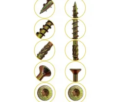 Domax Vis À Double Filetage-Vis de construction en bois à tête disque, zinguée jaune, 5 x 50 mm 200 pcs