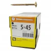Domax Vis À Double Filetage-Vis de construction en bois à tête disque, zinguée jaune, 5 x 45 mm 200 pcs