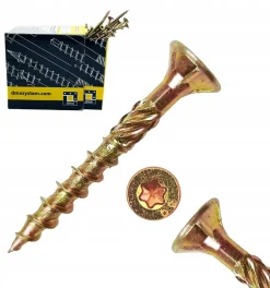 Domax Vis À Double Filetage-Vis de construction en bois à tête fraisée, zinguée jaune, 4,5 x 35 mm, 200 pcs