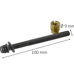 Diall Vis D'Assemblage De Meuble-2 vis de lit et écrous acier/laiton Ø9x L.100mm