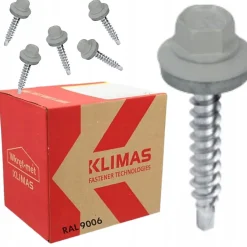 Klimas Vis de toiture WFD pour tôle trapézoïdale sur bois RAL 9006 Aluminium blanc 4,8x55 mm 200 pcs