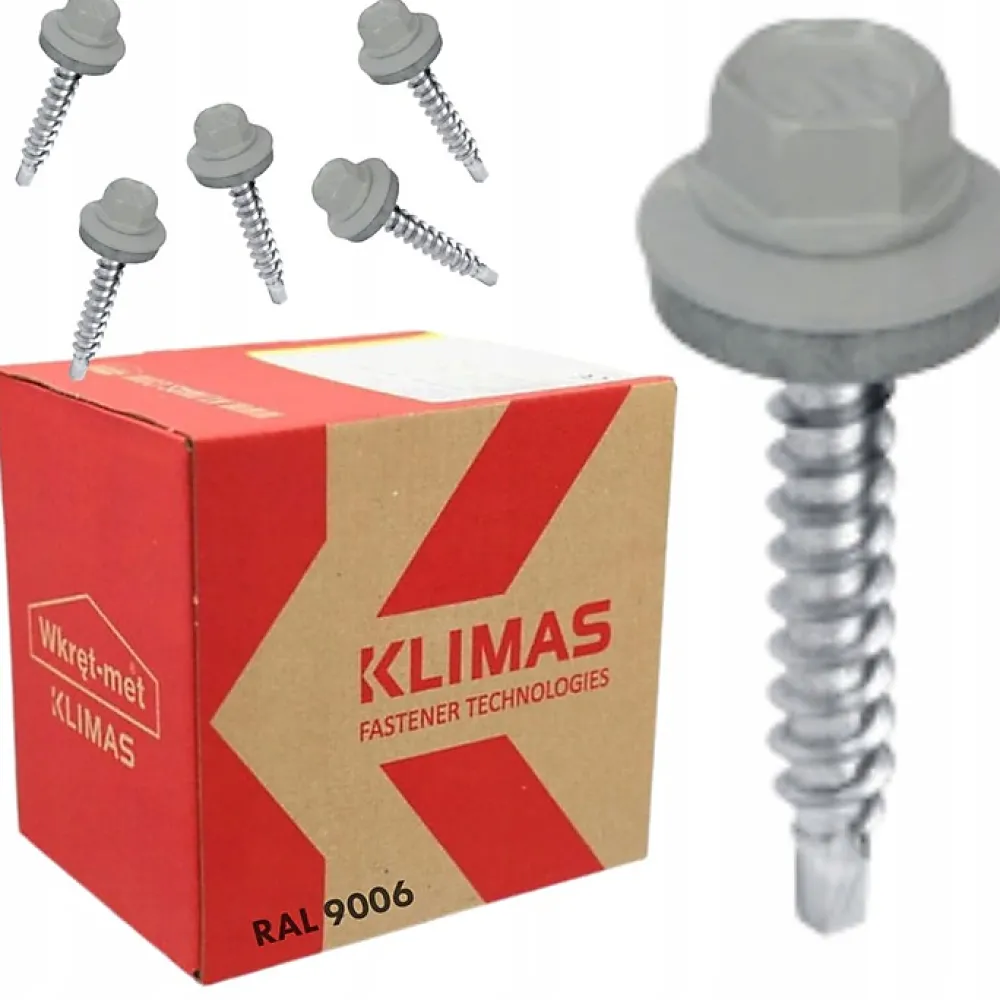 Klimas Vis de toiture WFD pour tôle trapézoïdale sur bois RAL 9006 Aluminium blanc 4,8x55 mm 200 pcs