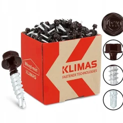 Klimas Vis de toiture WFD pour tôle trapézoïdale sur bois RAL 8017 Brun chocolat 4,8x25 mm 250 pièces