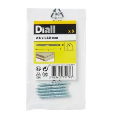 Diall Vis À Double Filetage-Vis à double filetage (bois/bois) 4x40 zingués mm - 5 pièces