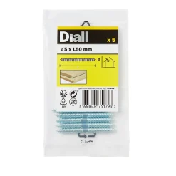 Diall Vis À Double Filetage-Vis à double filetage (bois/bois) 5x50 zingués mm - 5 pièces