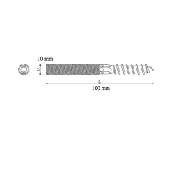 Diall Vis À Double Filetage-Vis à double filetage (métal/bois) 10x100 zingués mm - 5 pièces