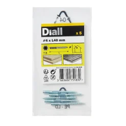 Diall Vis À Double Filetage-Vis à double filetage (métal/bois) 4x40 zingués mm - 5 pièces